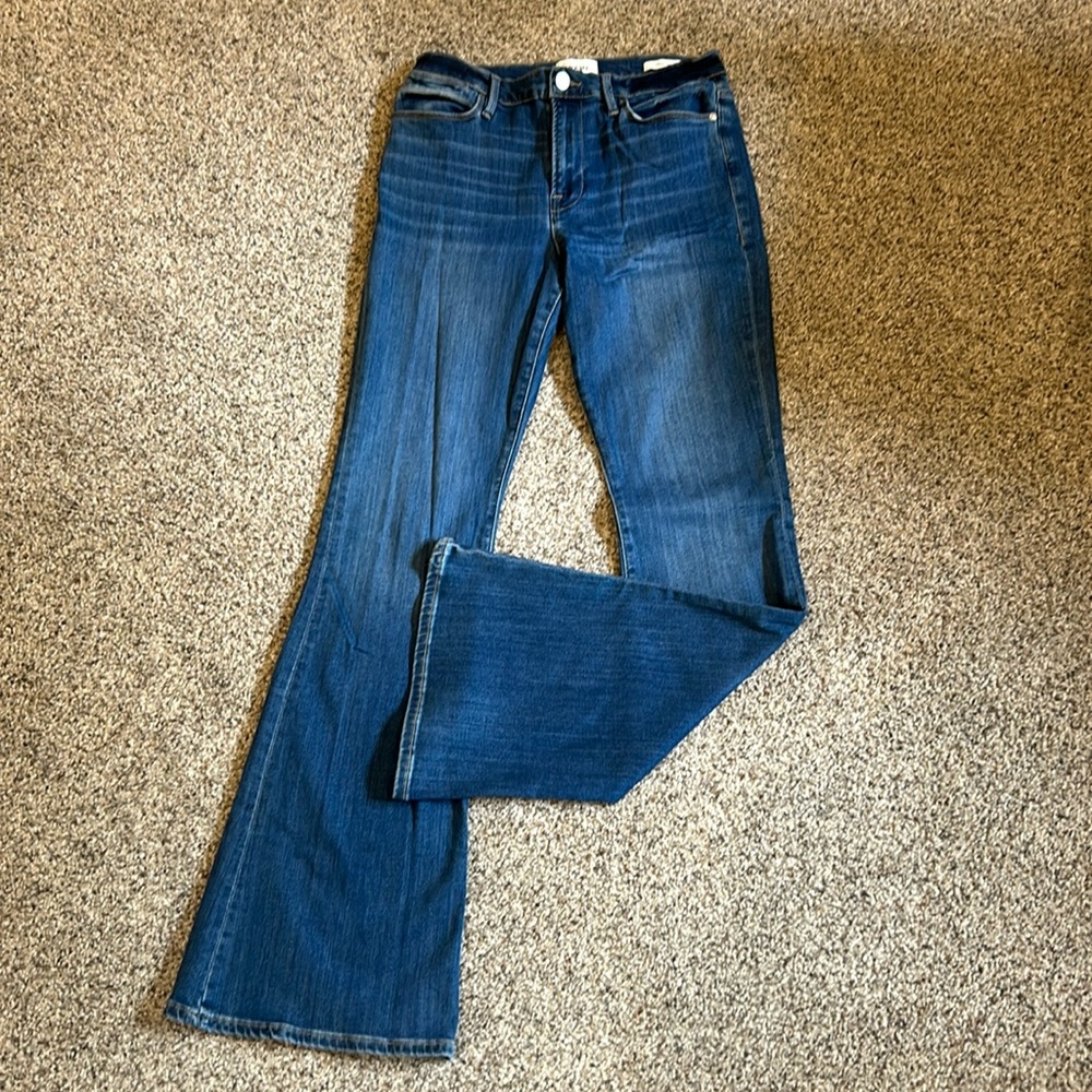 Frame Le High Rise Flare Zip Front Five Picket Jean 31 New